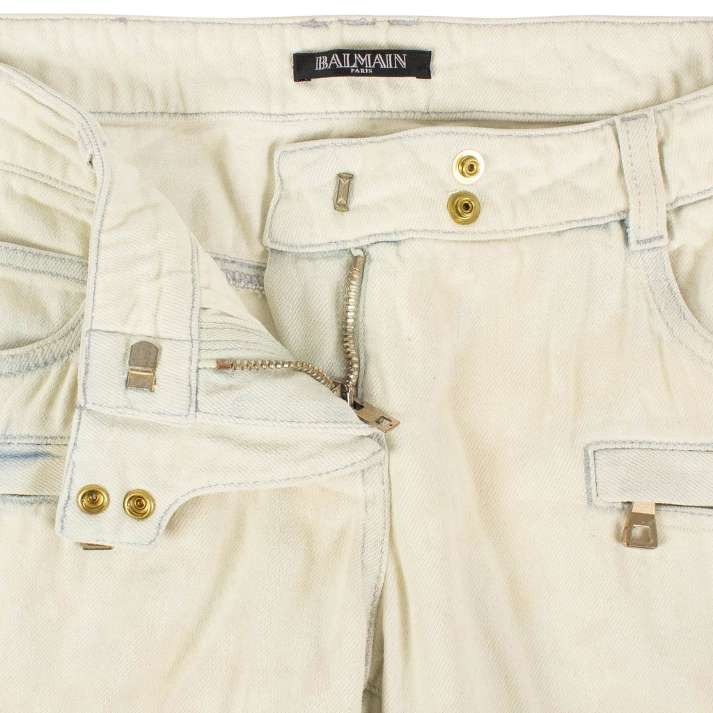 Light Blue Bleached Moto Jeans