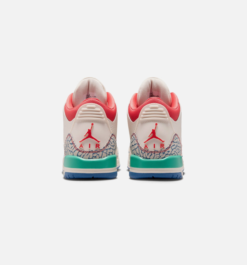 Air Jordan 3 Retro 'Play Your Way' Grade School Lifestyle Shoes | Chalk / Track Red / True Blue / Kinetic Green
