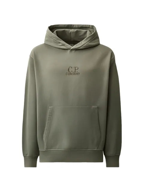 C.P. Company brushed and emerized diagonal fleece logo hoodie