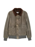 Brunello Cucinelli waxed shearling bomber jacket with shearling collar