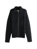 extreme cashmere ribbed-knit zip-up sweater