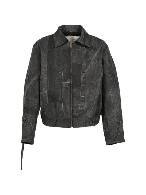 UNDER THE SIGN patchwork waxed-cotton bomber jacket