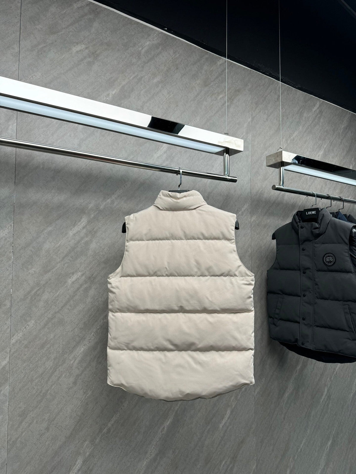 Canada Goose Puffer Vest in Off-White with Stand Collar