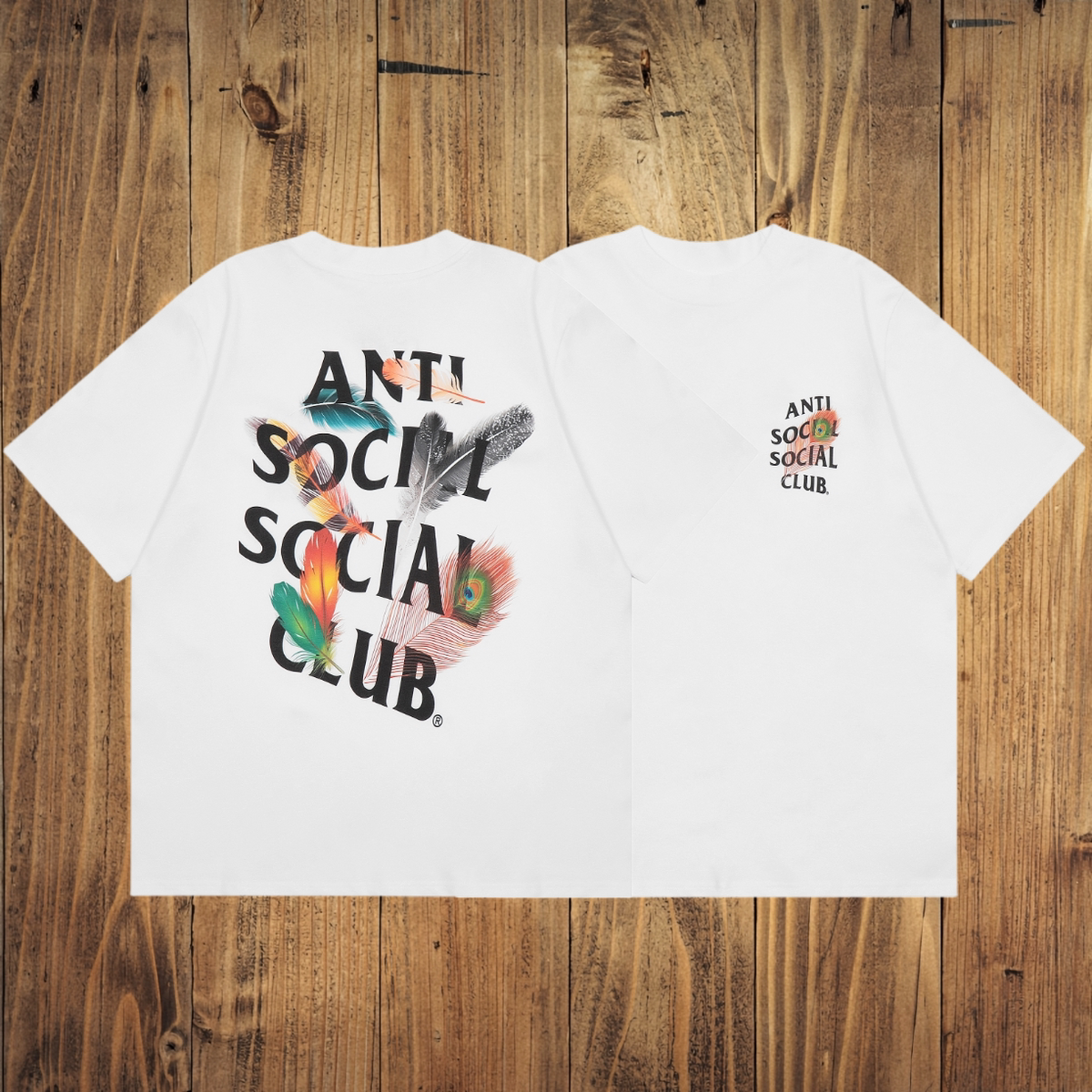 ASSC White Tee – Feather Back Print