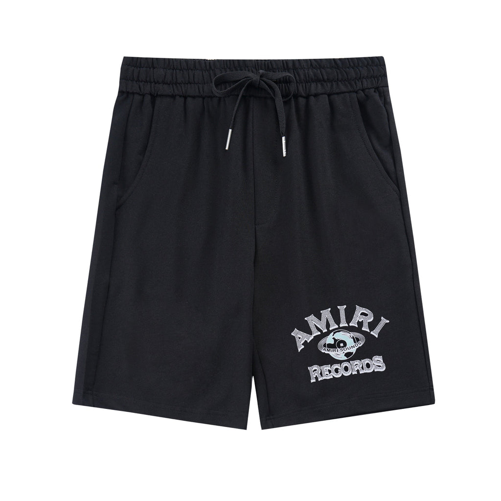 Amiri Paisley Leopard Letter Drawstring Sweat Shorts Streetwear