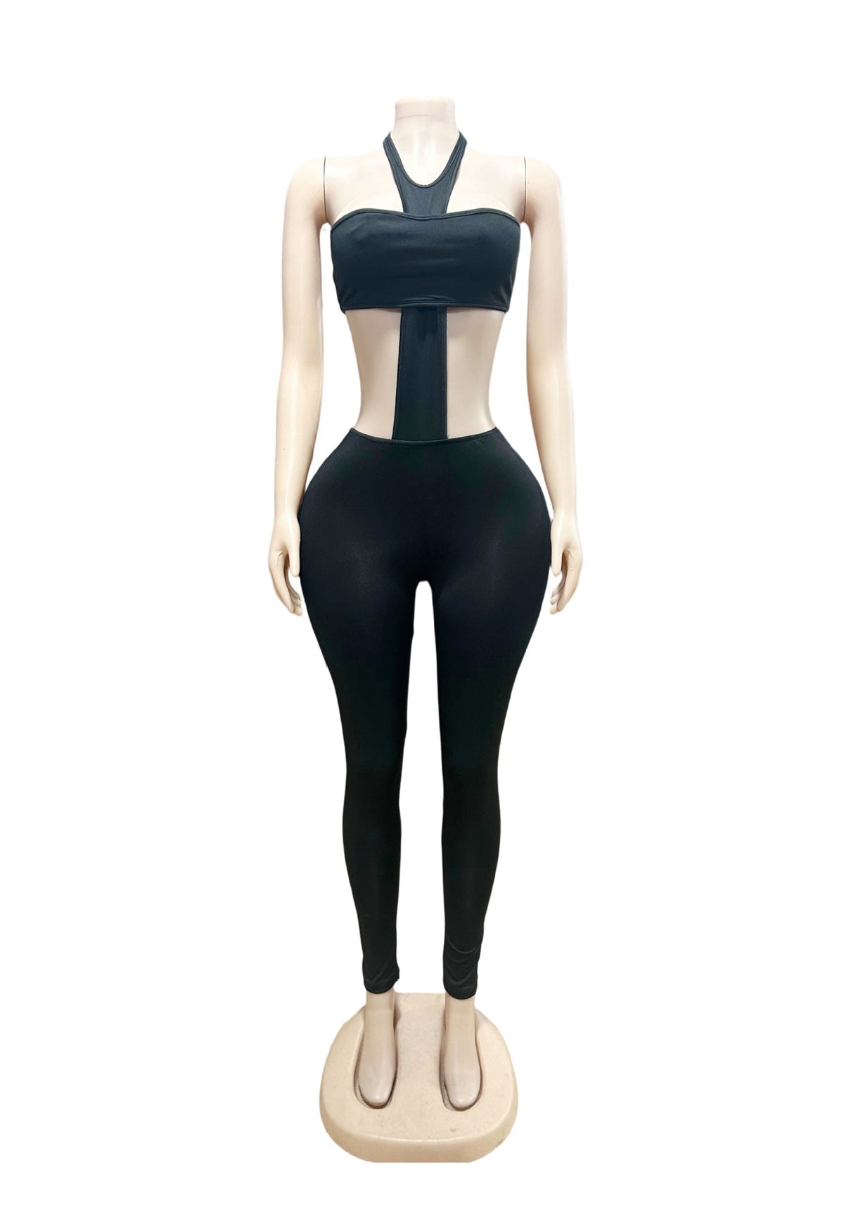 NiiHAi Cutout Halter Crop Top High Waist Leggings 2 Piece Set Women