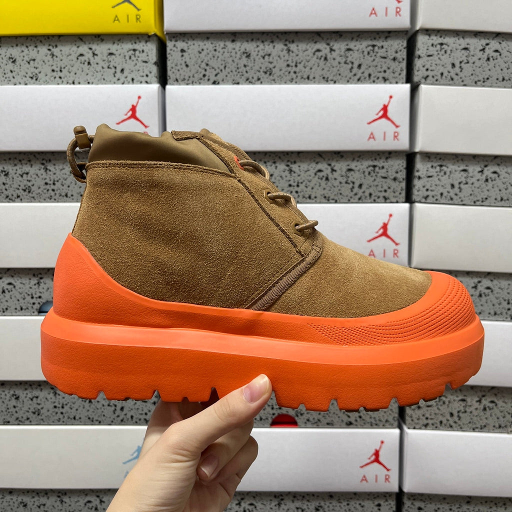 UGG Neumel Weather Hybrid Chukka Boot – Waterproof Suede Boot with UGGplush Lining, Lace-Up Closure & Contrast Orange Platform Outsole in Cattail