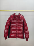 Moncler Glossy Knit-Panel Short Down Coat