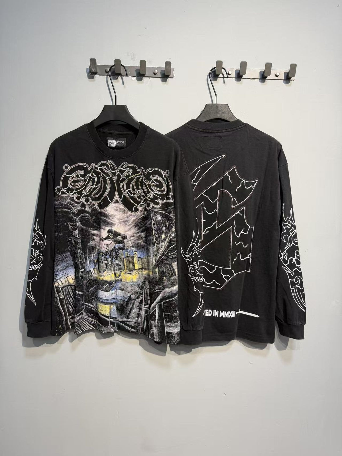 Godspeed Washed Black Rock Graphic Long-Sleeve T-Shirt