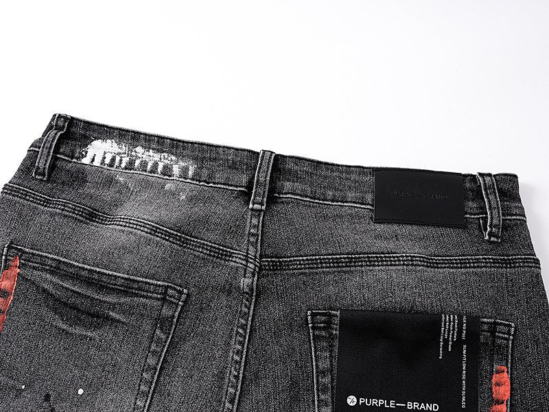 Purple Brand Paint-Splatter Distressed Denim Shorts - Black
