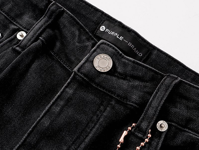 Purple Brand Black Paint-Splatter Distressed Flared Jeans