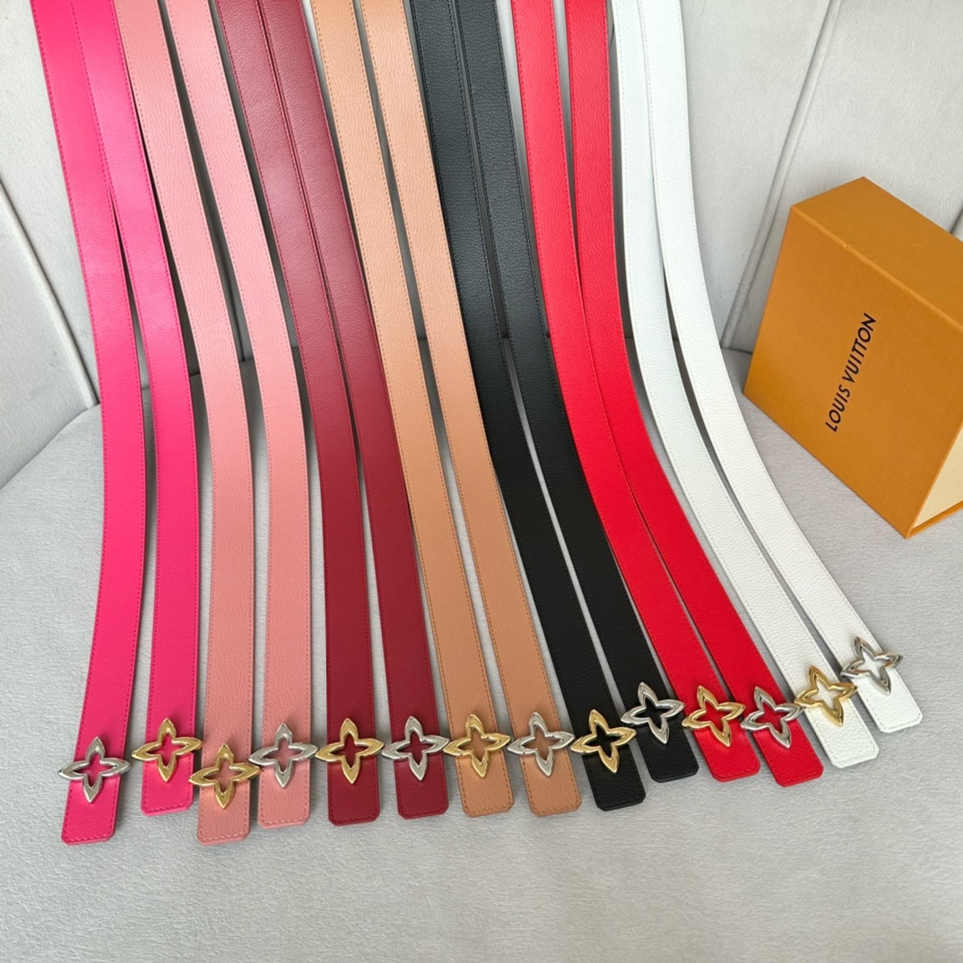 LOUIS VUITTON LV  MINI FLOWERGRAM 30MM REVERSIBLE BELT IN BLOOD RED CALFSKIN SILVER HARDWARE