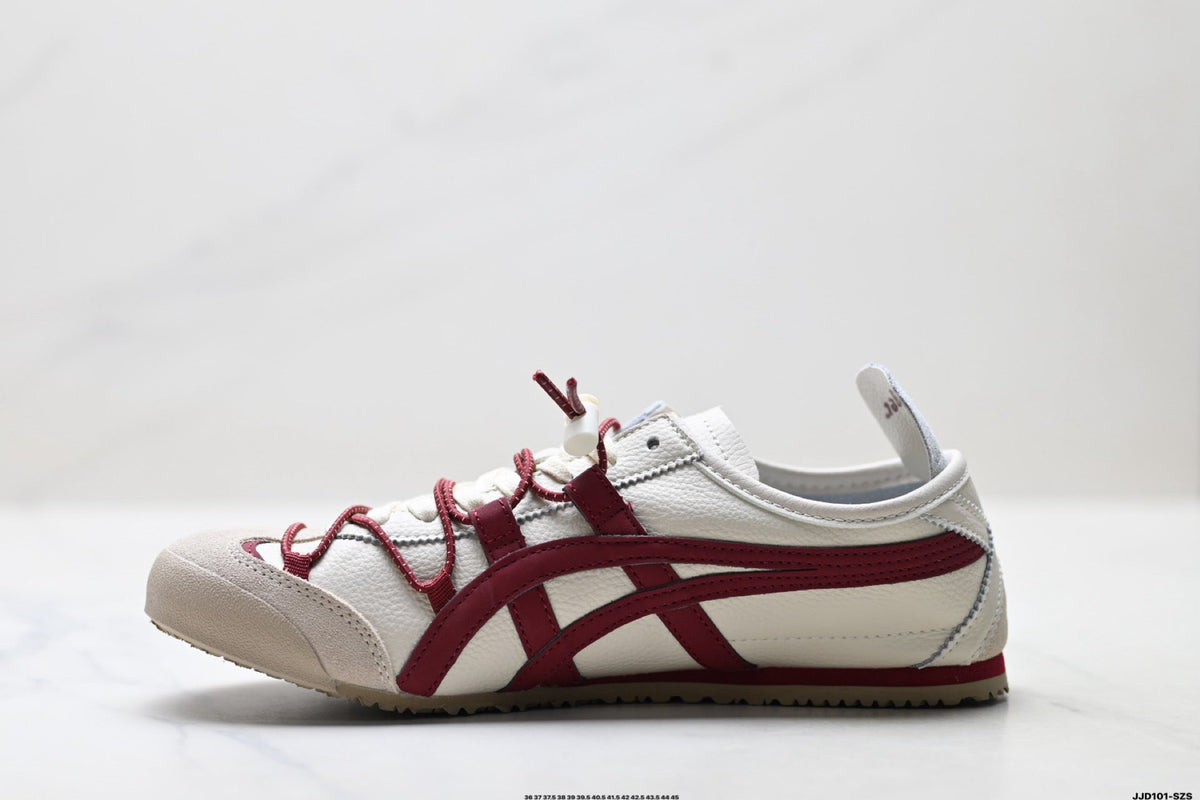 Onitsuka Tiger Retro Low Top White Burgundy Rope Lace Unisex Shoes Style 14