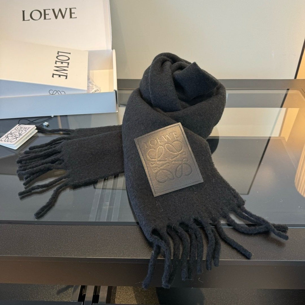 Loewe Black Fringed Scarf