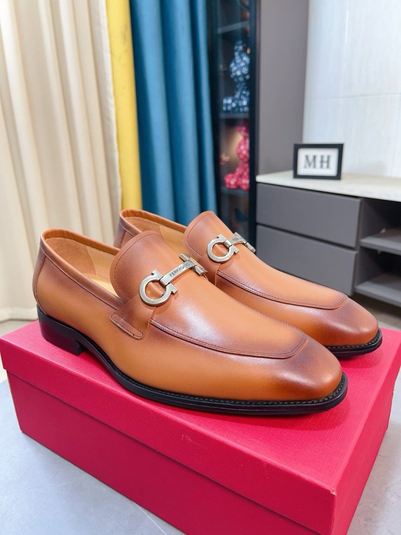 Ferragamo Tan Leather Bit Loafers