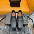 Zegna Black Cross-Stitch Driving Loafers