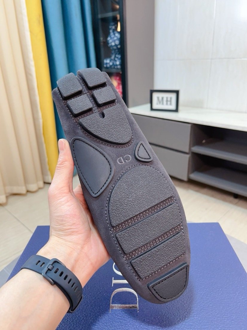 Dior Dark Gray Metal Accent Loafers