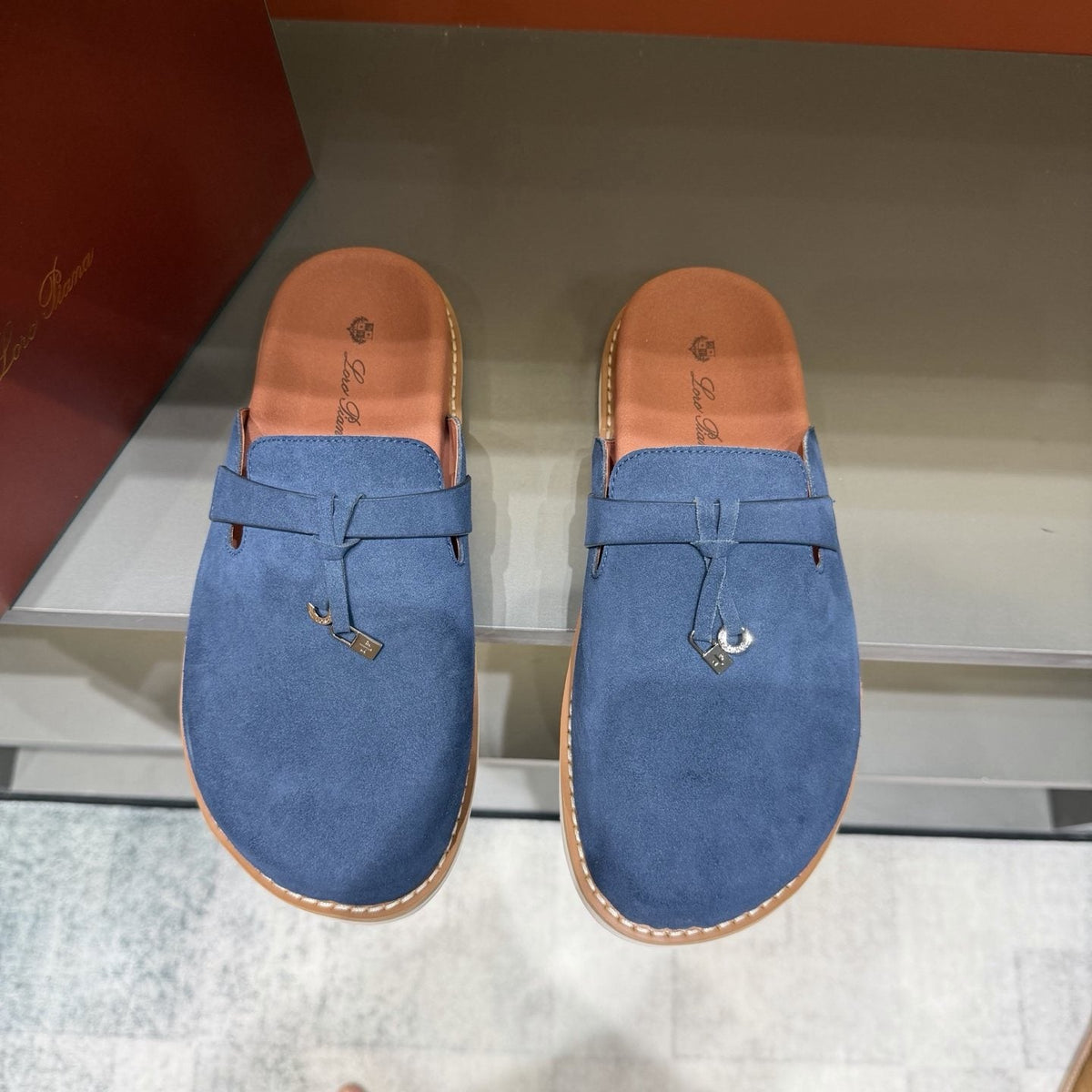 Loro Piana Navy Blue Slip-On Mule Loafers