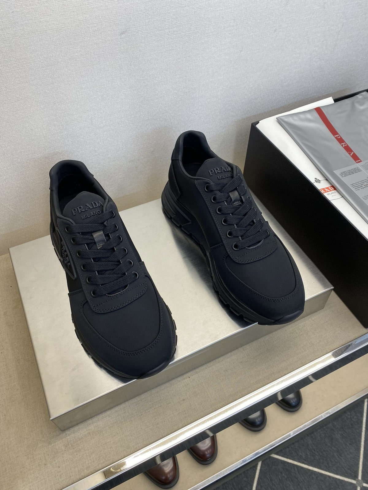 Prada Men's Black Lace-Up Sneakers