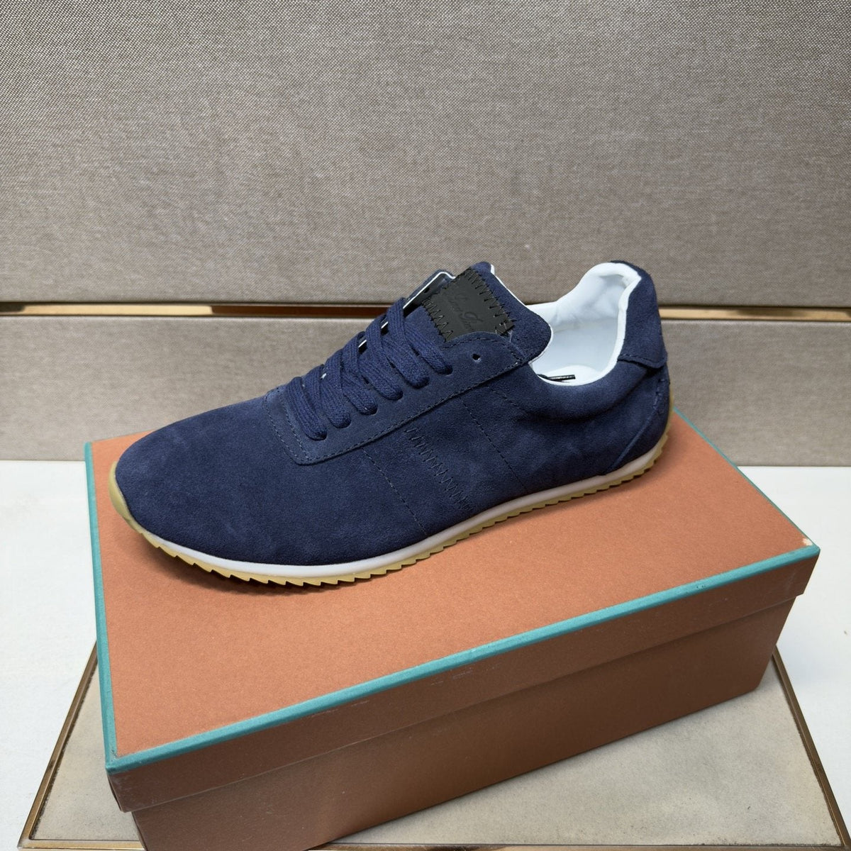 Loro Piana Navy Lace-Up Sneakers