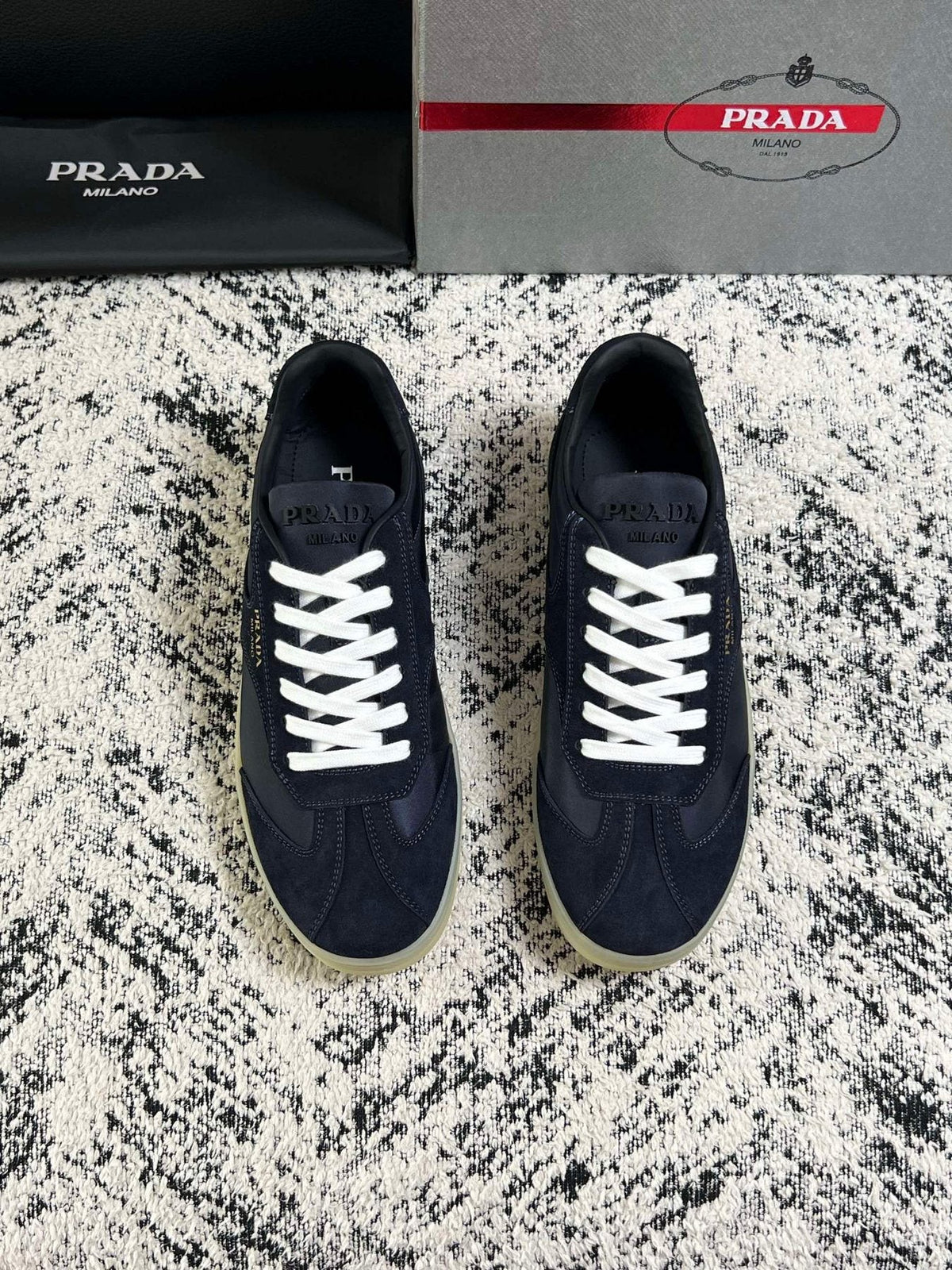 Prada Off-White Beige Low-Top Sneakers