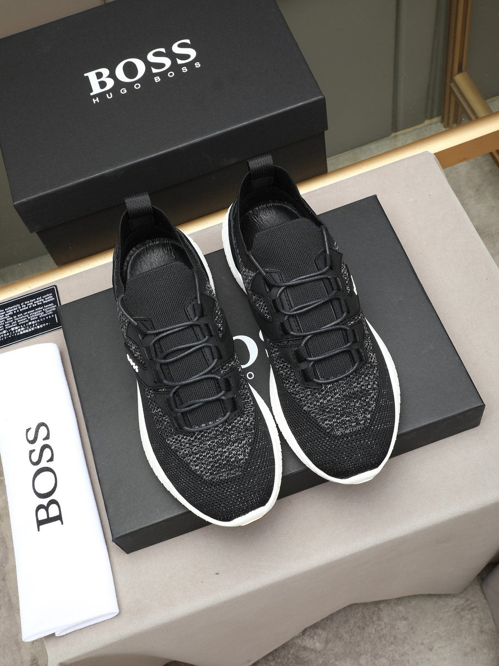 BOSS Textured Lace-Up Sneakers