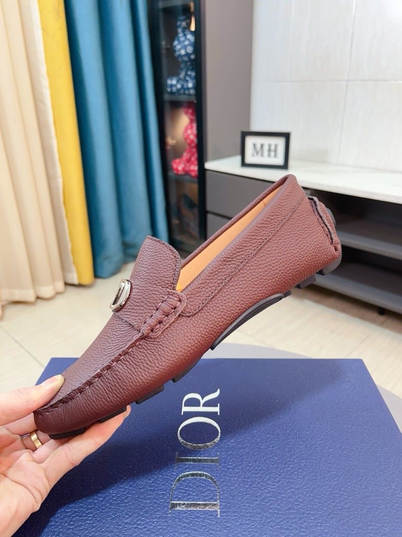 Dior Pebbled Buckle Loafers