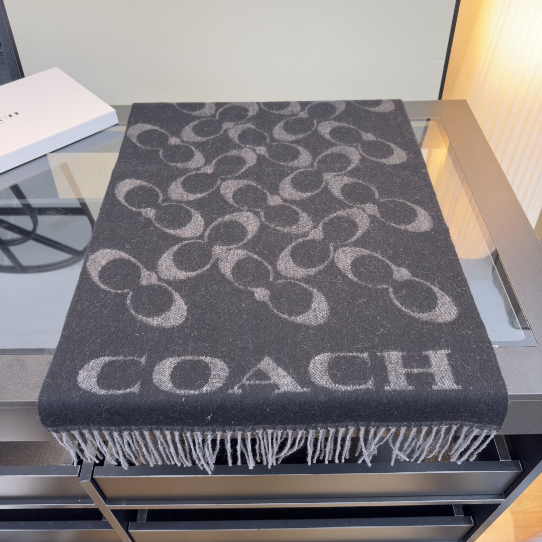 Coach C Motif Fringed Scarf