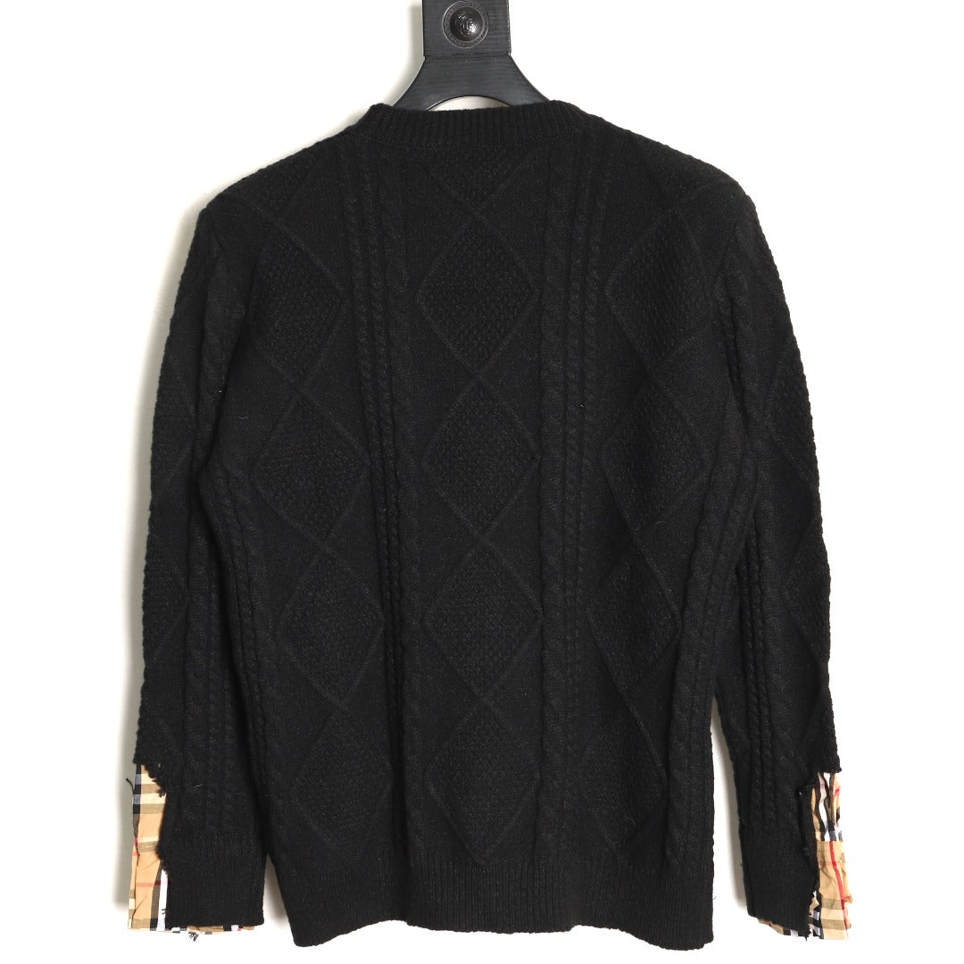 Burberry Layered-Look Check-Detail Crewneck Sweater - Black
