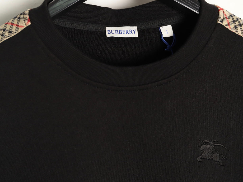 Burberry Check-Trim Crewneck Sweatshirt - Black